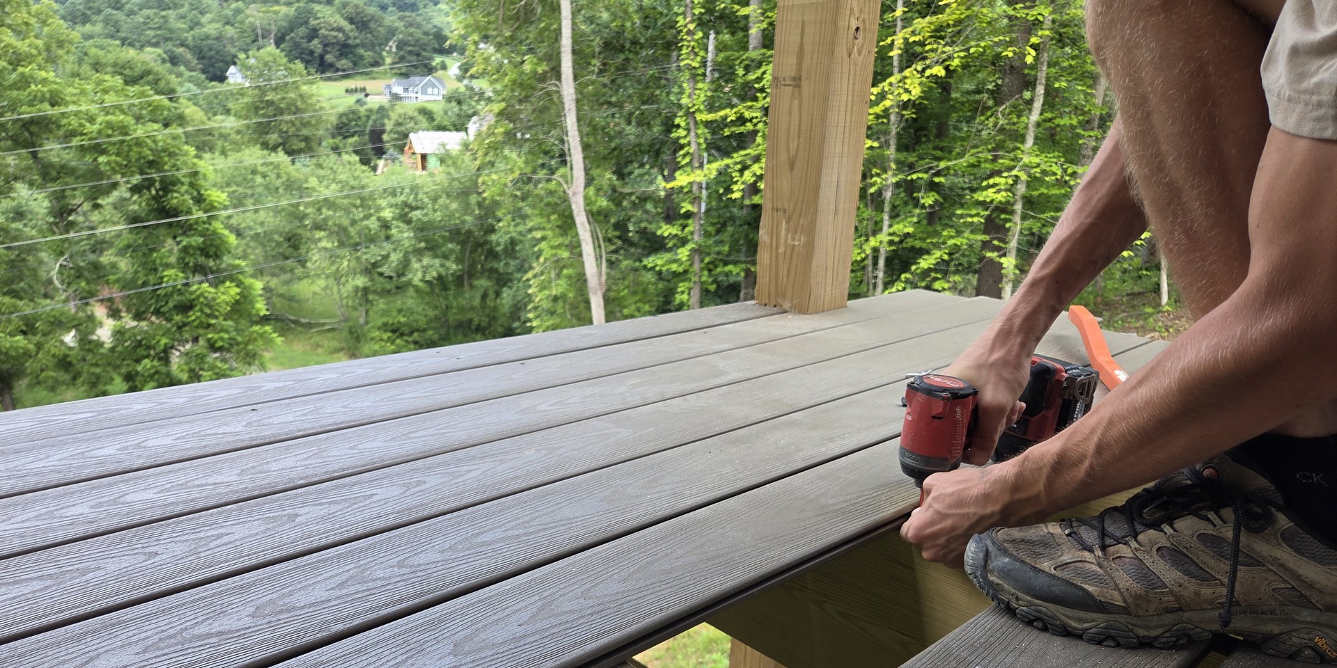 Deck construction in progress by IDL Construction, Asheville NC