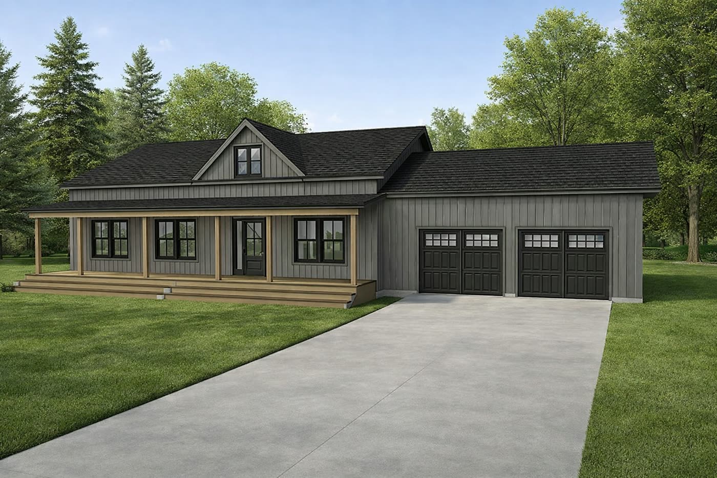 Meadowcraft — 1928 sq ft custom home exterior rendering